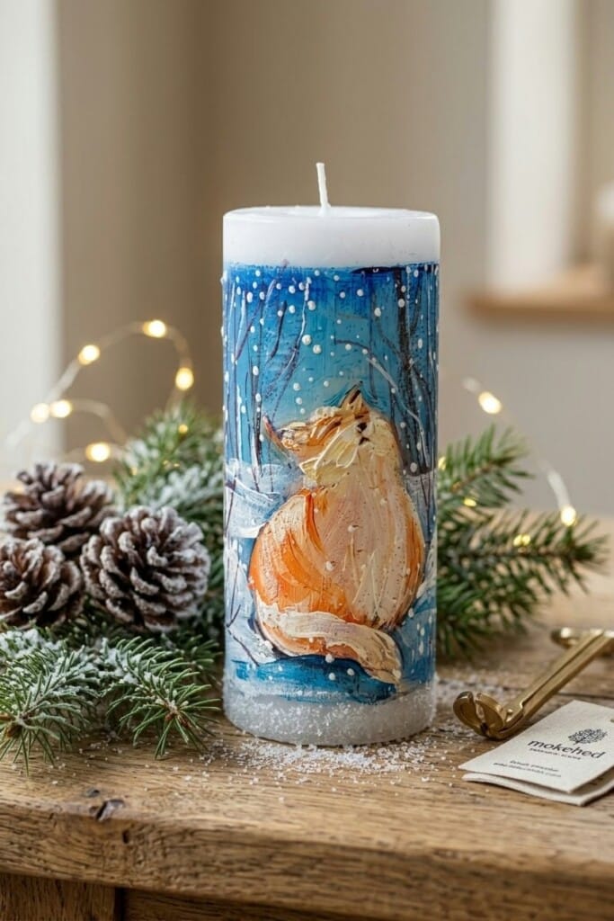 Handpainted Candle First Snow