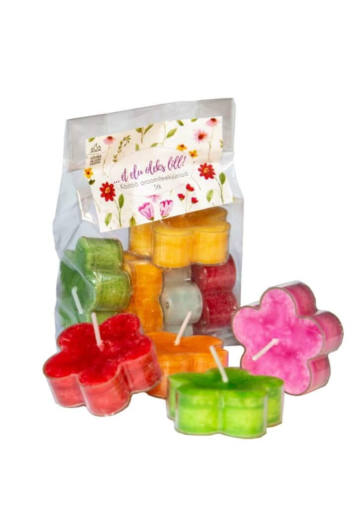 Lillekujulised lõhnateeküünlad 5tk