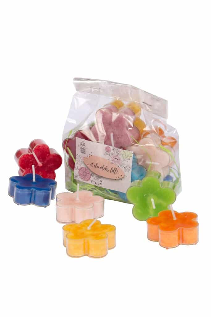 Flower-shaped scented tealights 10 pcs