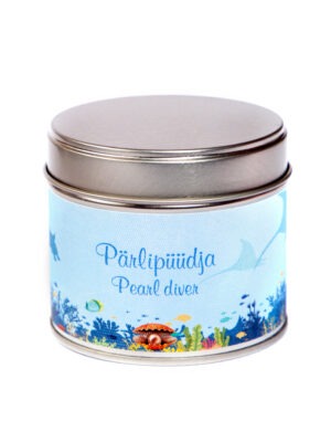 Scented travel tin candle "Pearldiver" võhma valgusevabrik handmade