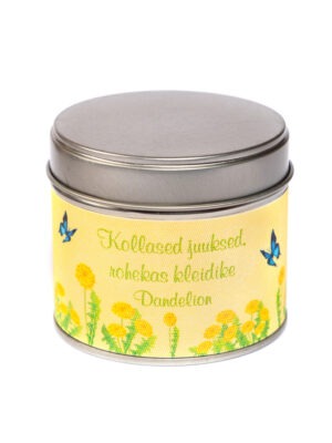 Scented travel tin candle "Dandelion" võhma valgusevabrik handmade