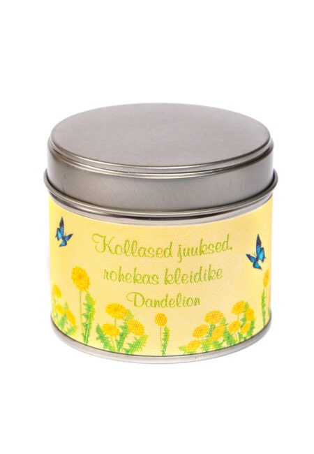 Scented travel tin candle "Dandelion" võhma valgusevabrik handmade