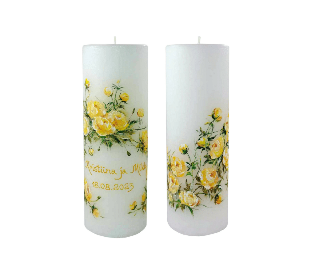 Wedding candle Globeflower