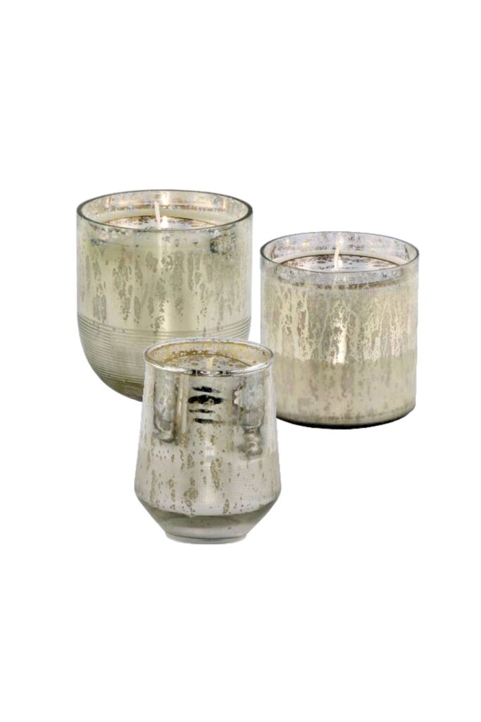 Silver glass candle Winter joy