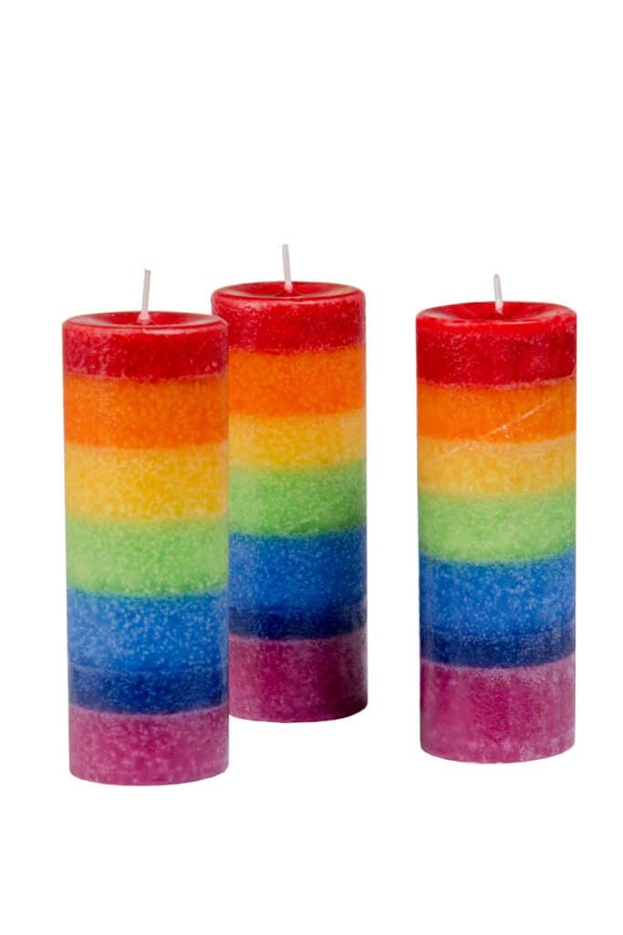 Handmade candle rainbow