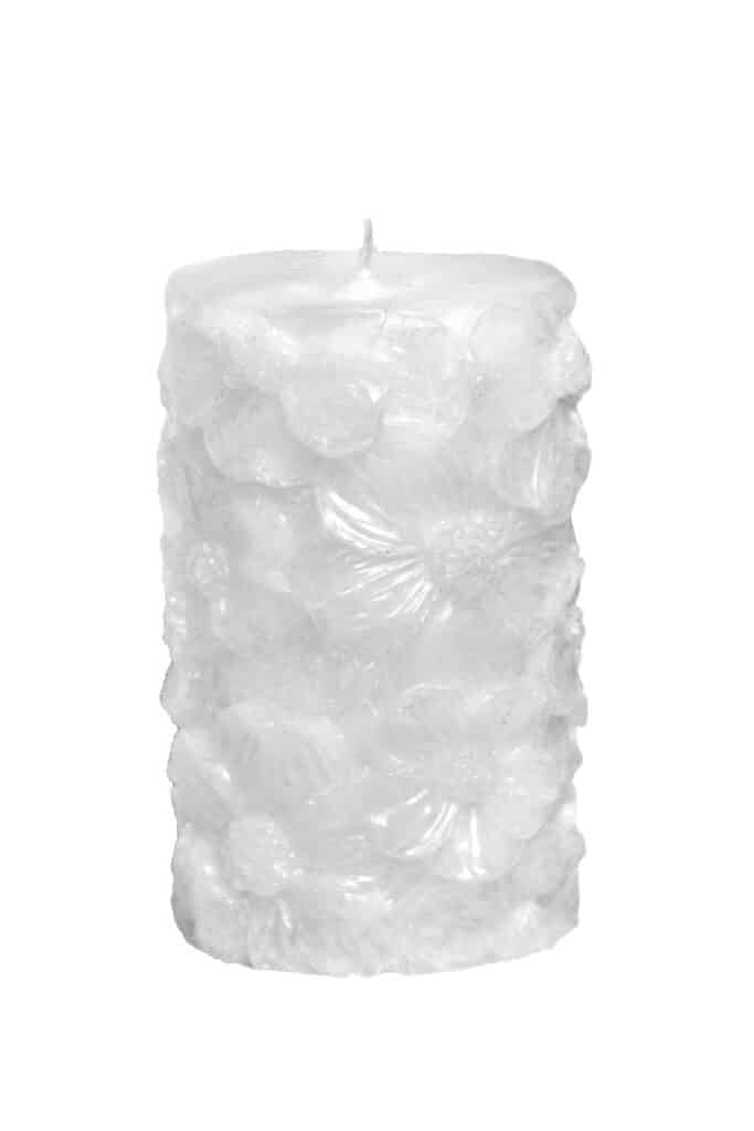 Scented candle with floral pattern