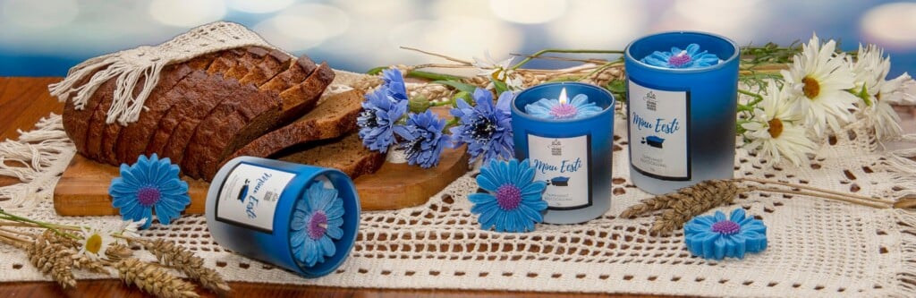 Taimevahast rukkilillega küünal Minu Eesti