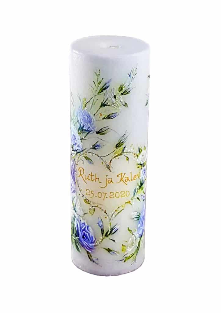 Wedding candle for parents Romantic Prairie Gentian Flowers