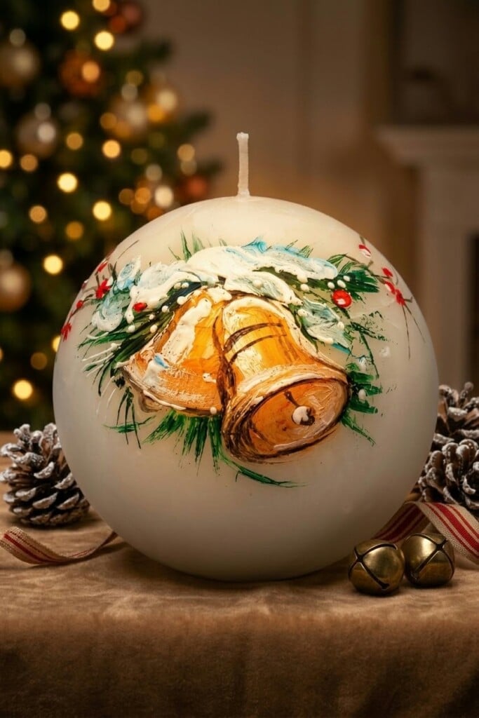 Hand-painted round candle