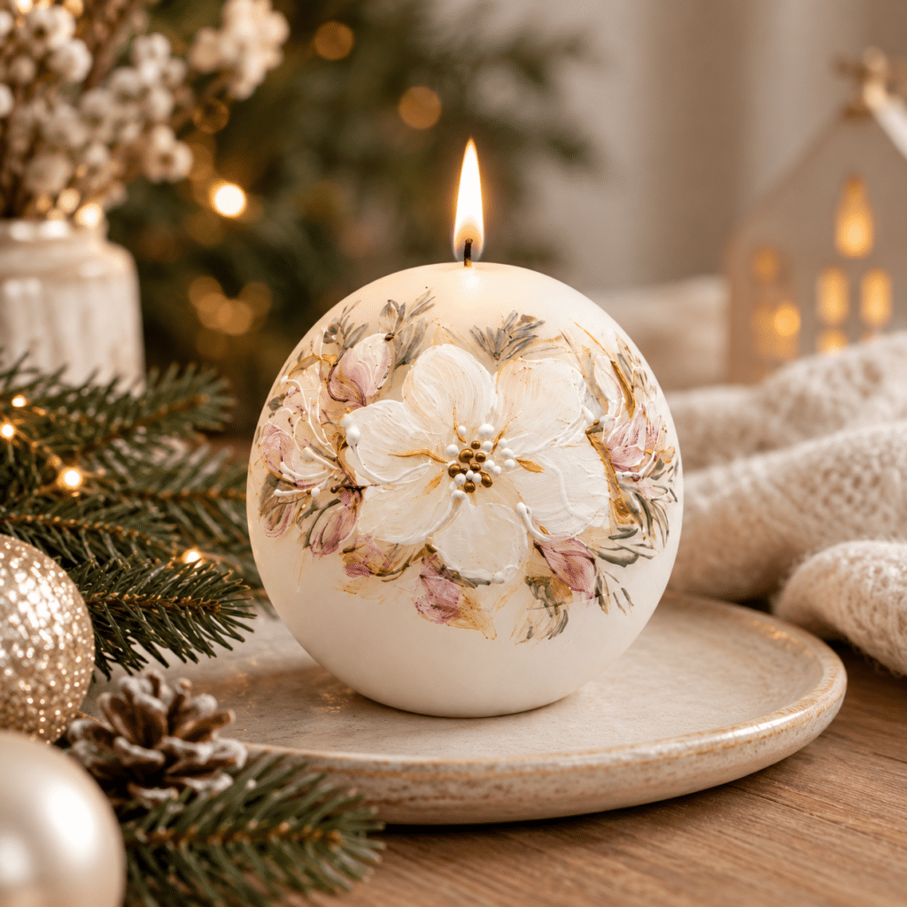 Hand-painted round candle